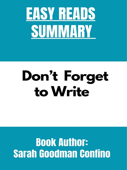 Cover image for Summary of Don't Forget to Write by Sara Goodman Confino